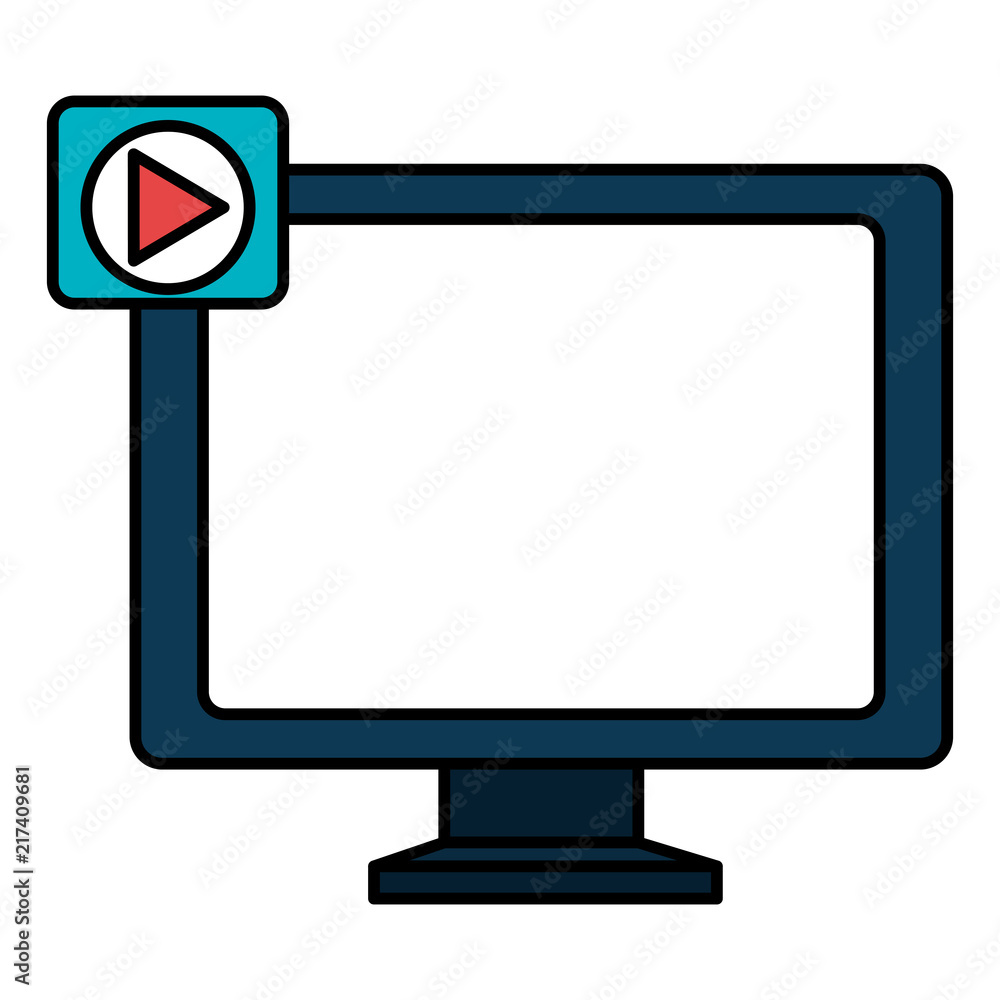 Poster computer display with media player icon