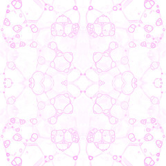 Pink seamless pattern. Amazing delicate soap bubbles. Lace hand drawn textile ornament. Kaleidoscope