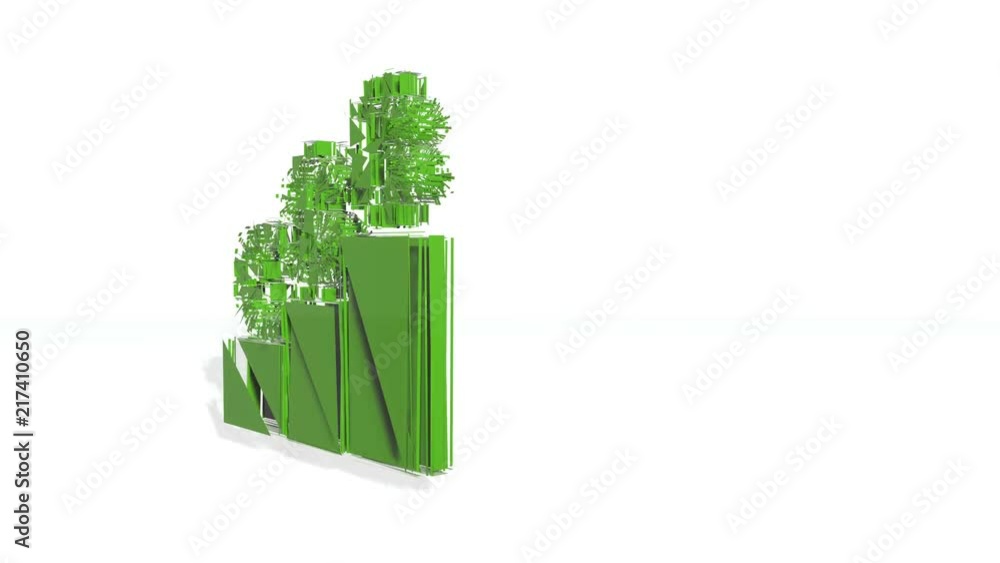 Poster green financial background made of 3d poligons. polygons rotate and are collected in a picture. euro