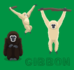 Naklejka premium Ape Gibbon Cartoon Vector Illustration