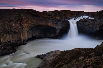 Aldeyjarfoss waterfalls is situated in the north of Iceland.