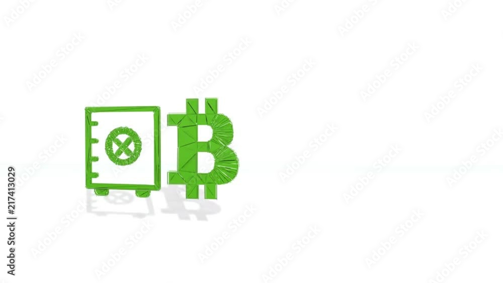 Poster green financial background made of 3d poligons. polygons rotate and are collected in a picture. bitc