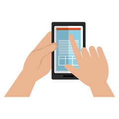 hand using smartphone with fiancial document