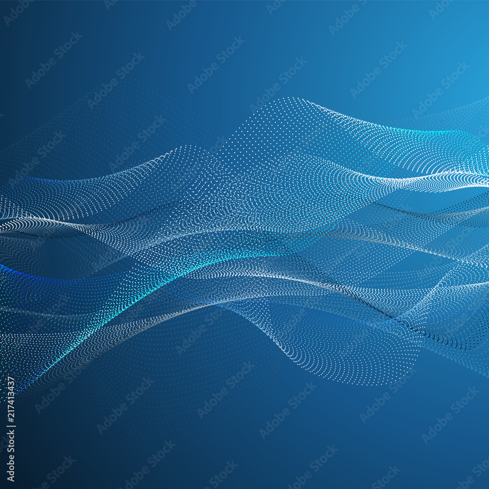 Poster abstract background with 3d transparent wavy pattern