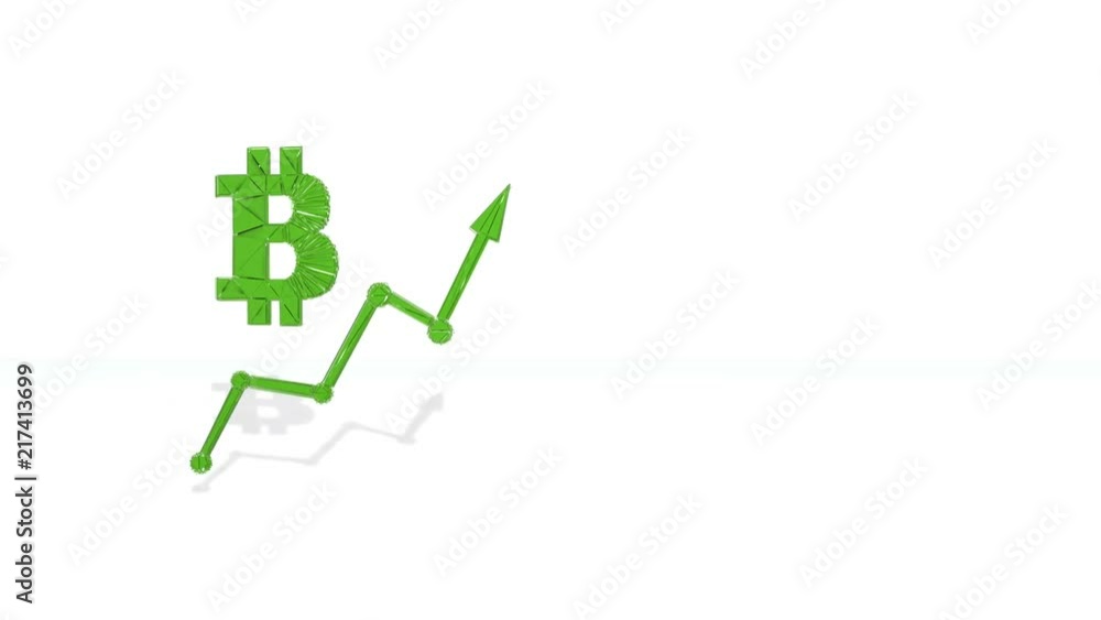 Poster green financial background made of 3d poligons. polygons rotate and are collected in a picture. bitc