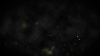 4K motion abstract graphic of particles gold dust float in the air on black background. background gold movement - Powered by Adobe