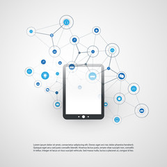 Internet of Things, Cloud Computing Design Concept with Icons - Digital Network Connections, Technology Background