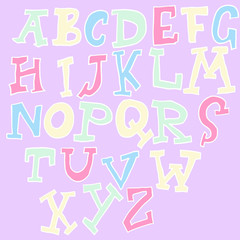 Hand drawn graffiti font. Colorful lettering. Vector illustration.