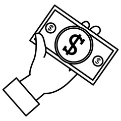 hand with bills money