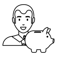 businessman with piggy savings