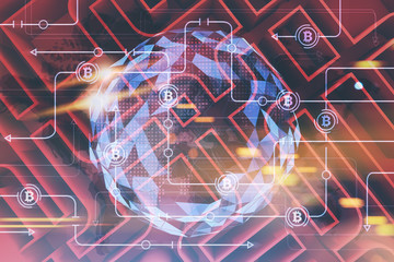 Top view of a red wall maze, bitcoin network