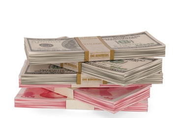Money stack isolated on white background 3D illustration.