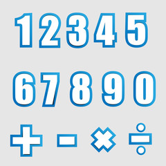 white paper graphic alphabet numbers on blue