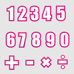 white paper graphic alphabet numbers on pink