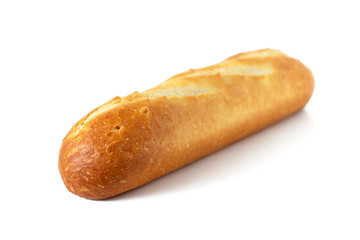 Fresh baguette from a bakery isolated on a white background. Delicious bread