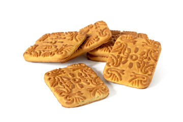 Cookies with strawberry flavor and pattern isolated on white background