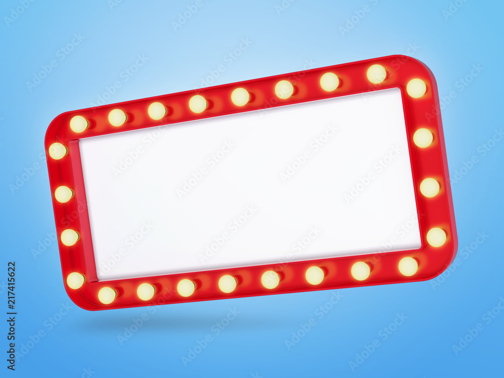 Canvas Prints neon retro banner with light bulbs. 3d rendering