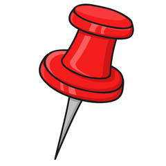 Red thumbtack. Doodle style illustration