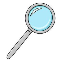 Magnifying glass. Colored doodle style illustration