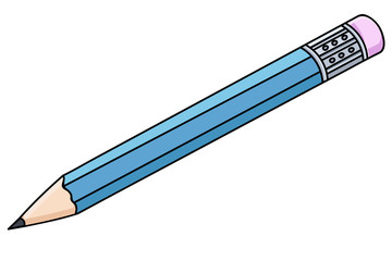 Pencil with eraser. Doodle style illustration