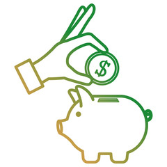 hand with coin and piggy