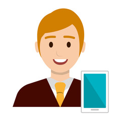 businessman with smartphone avatar character