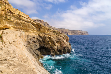 Fototapeta na wymiar Wied Iz-Zurrieq, Malta. The famous picturesque coast in the south-east of the island