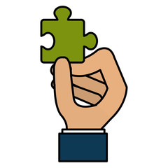 hand with puzzle game piece