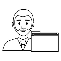 businessman avatar with folder character