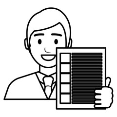 businessman avatar with financial document