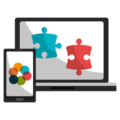 smartphone and laptop with puzzle