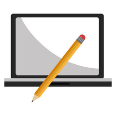 laptop computer with pencil