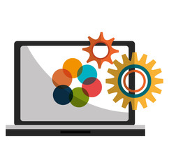 laptop computer with gears