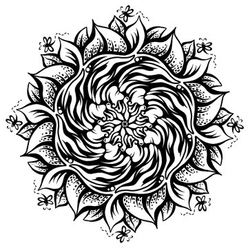 Monochromatic background with a sunflower, abstract decor