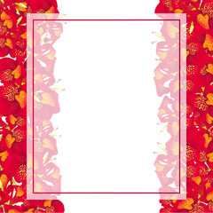 Red Canna lily Banner Card Border