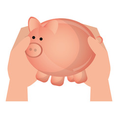 Obraz na płótnie Canvas hands with piggy savings