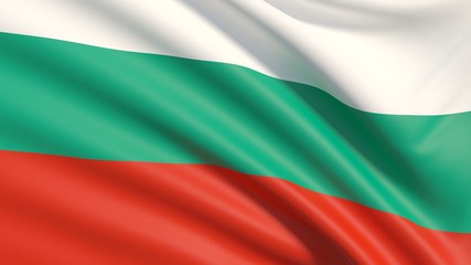 The flag of Bulgaria. Waved highly detailed fabric texture.