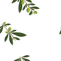 seamless pattern with olive tree vector illustration - white background