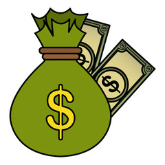 money bag with bills dollars