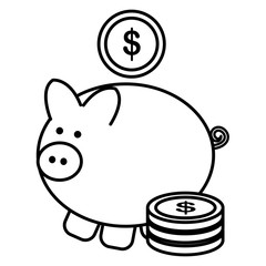 piggy savings with coins