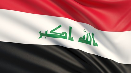 The national flag of Iraq. Waved highly detailed fabric texture.