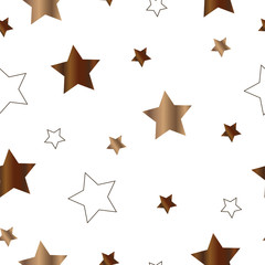 seamless pattern with stars in brown colors vector - white background