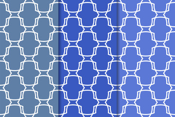 Obraz premium Set of geometric ornaments. Blue seamless patterns