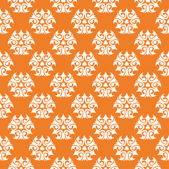 White floral seamless pattern on orange background