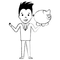 businessman with piggy savings