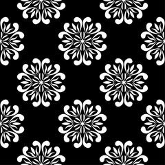 Fototapeta na wymiar Black and white floral seamless pattern