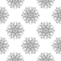 Poster Gray floral ornament on white background. Seamless pattern © Liudmyla