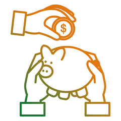 hands with piggy savings and coins