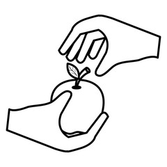 hand with apple fresh fruit