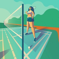 girl standing on badminton court